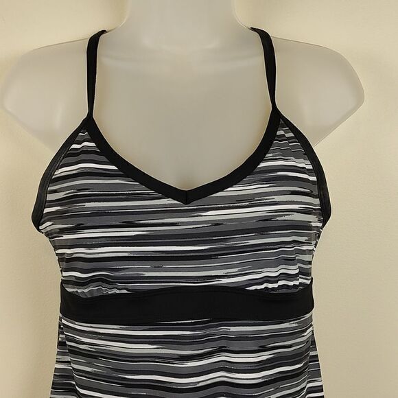 Athleta Shorebreak V-neck Racerback Gray Striped Athletic Dress Size Small - Picture 3 of 11